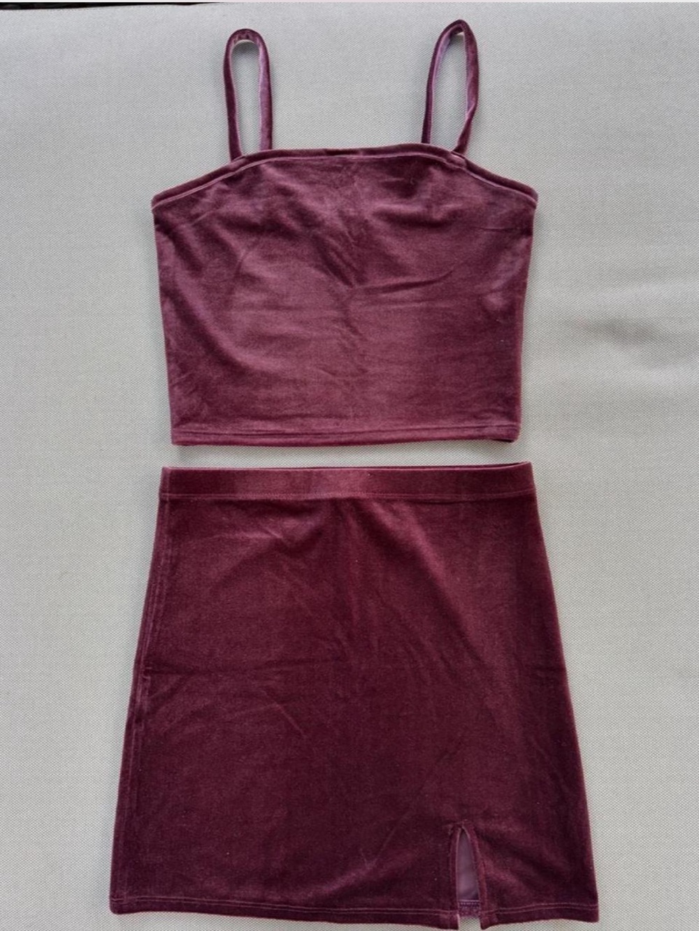 Burgundy Velvet Two-Piece Set